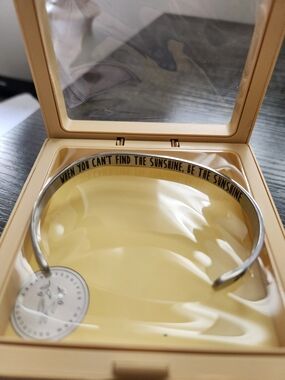 Silver Inspirational Cuff Bracelet - Black Engraving